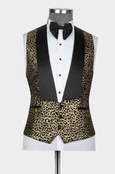 Henry Chic Gold Jacquard Peaked Lapel Three-Piece Prom Ensemble